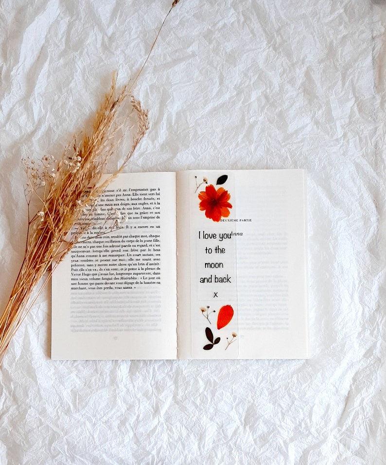 I love you to the moon and back, Floral Bookmark, Christmas gift, Secret Santa gift, Pressed Flower Bookmark, Christmas stocking fillers image 5