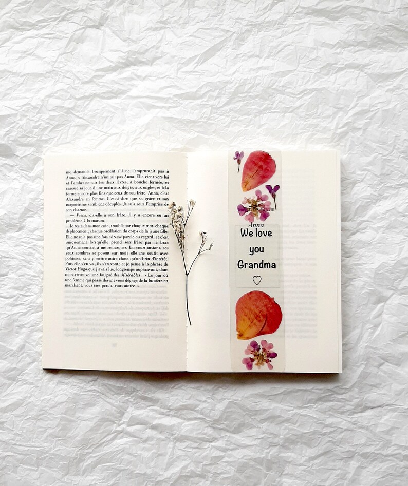 I love you Nana bookmark real pressed flowers granny gift | Etsy