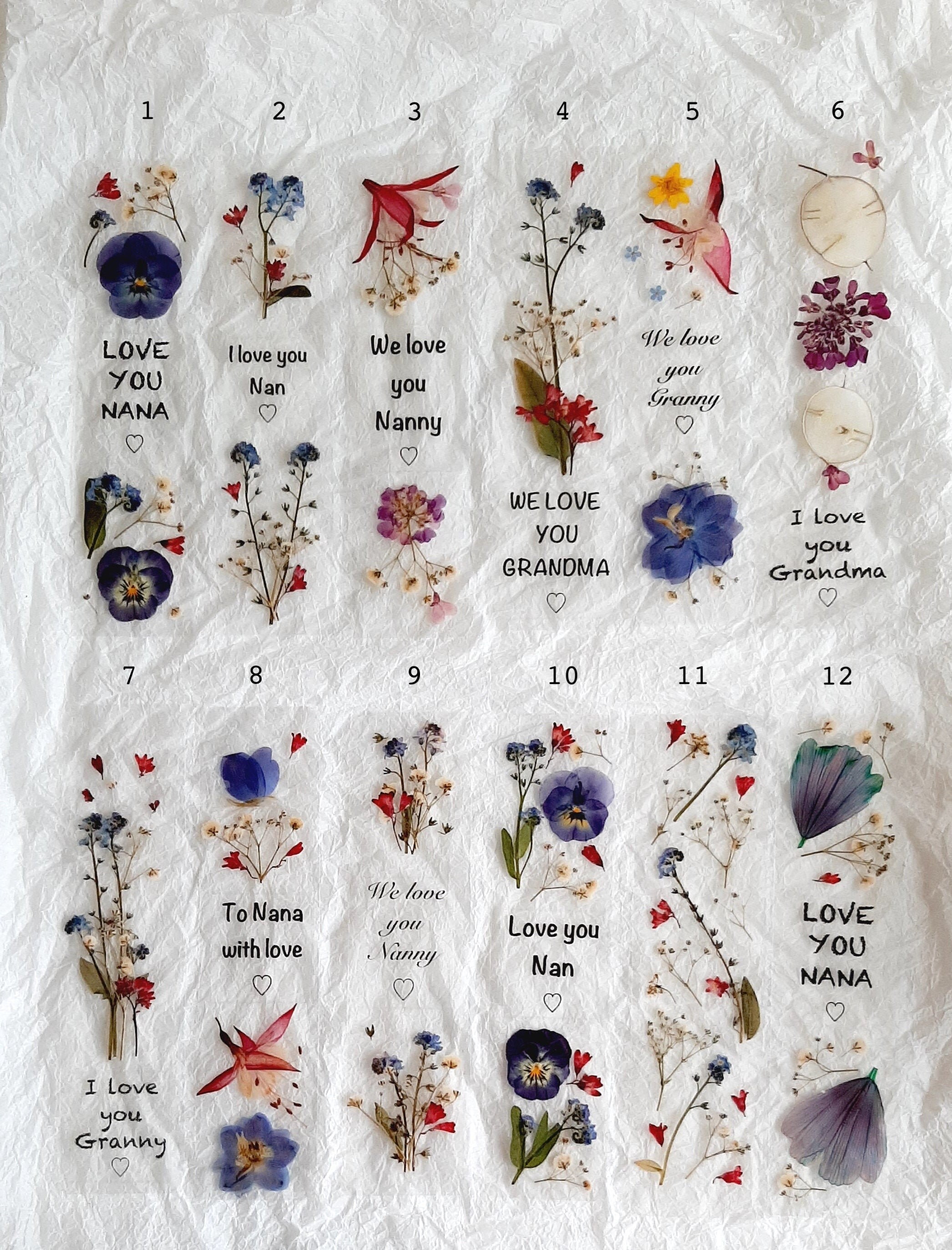 I love you Nana bookmark real pressed flowers granny gift | Etsy