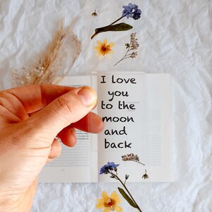 I love you to the moon and back, Floral Bookmark, Christmas gift, Secret Santa gift, Pressed Flower Bookmark, Christmas stocking fillers image 6