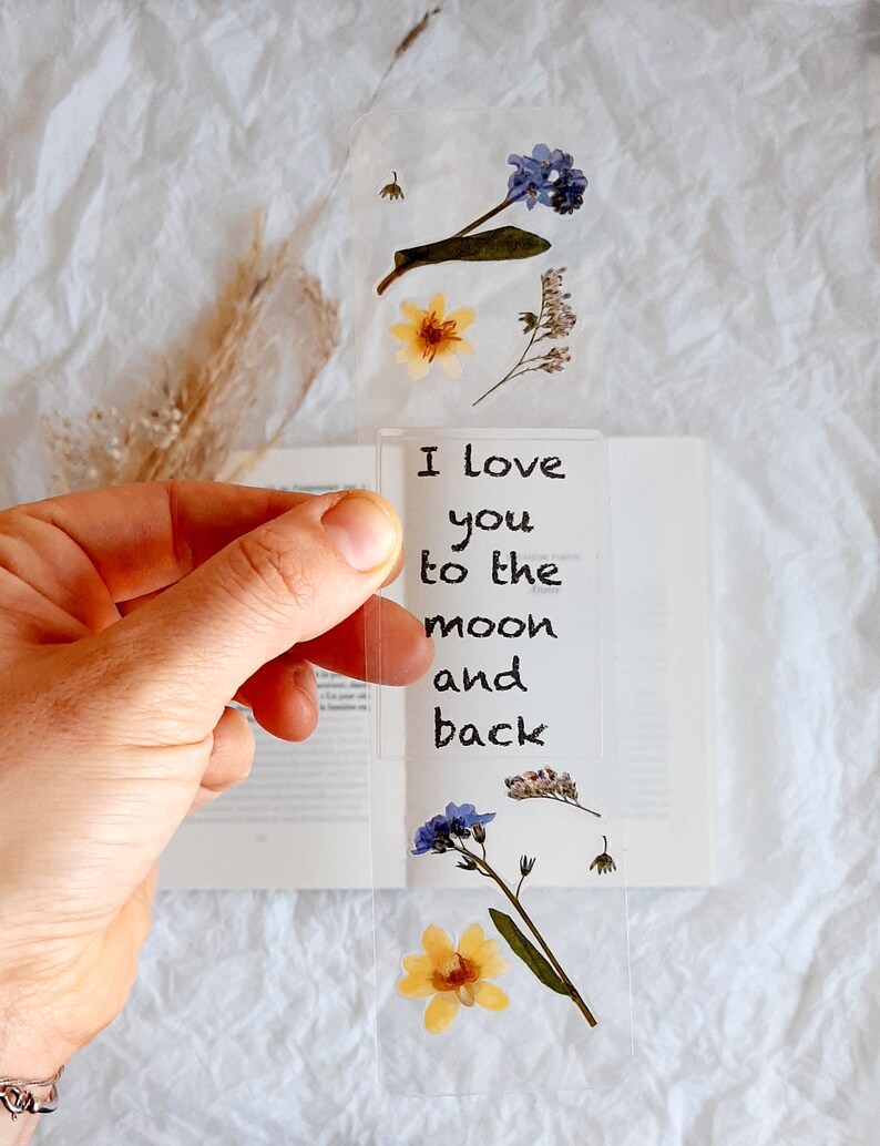 I love you to the moon and back, Floral Bookmark, Christmas gift, Secret Santa gift, Pressed Flower Bookmark, Christmas stocking fillers image 6