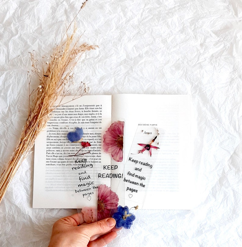 Keep reading bookmark, pressed Flowers bookmark, book accessories, floral bookmark, gift for gardeners, dried wildflowers, Christmas gifts image 1