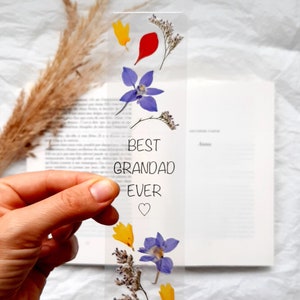 Best Grandad dad bookmark, pressed flower bookmark, Christmas gift, stocking fillers, Love you dad, marque page fleurs séchées, gift for him image 4