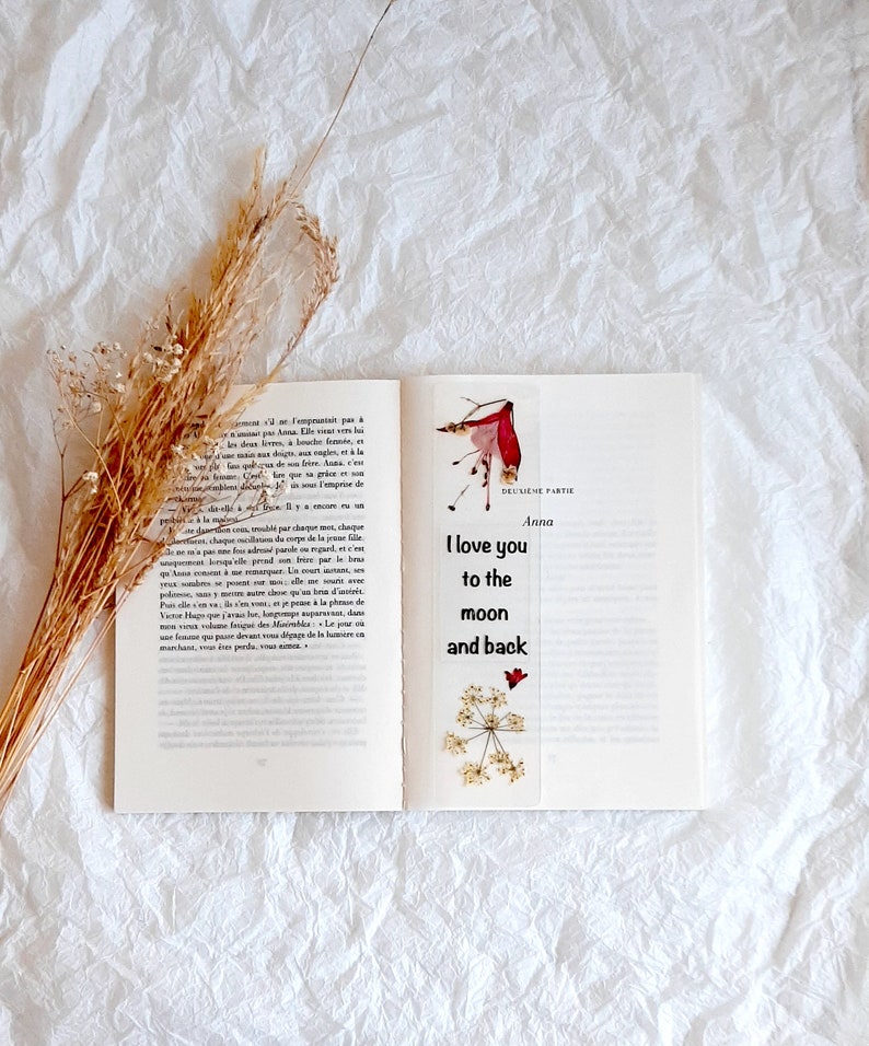 I love you to the moon and back, Floral Bookmark, Christmas gift, Secret Santa gift, Pressed Flower Bookmark, Christmas stocking fillers image 4