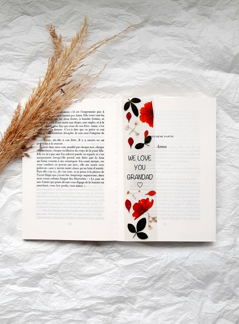 Best Grandad dad bookmark, pressed flower bookmark, Christmas gift, stocking fillers, Love you dad, marque page fleurs séchées, gift for him image 10
