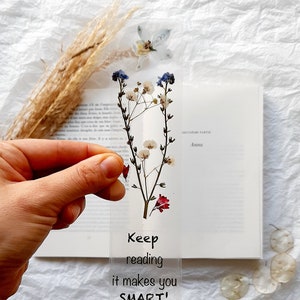 Keep reading you smart Pressed Flower bookmark, marque page, mothers day gift, handmade bookmark, Christmas gift, Xmas Stocking fillers image 9