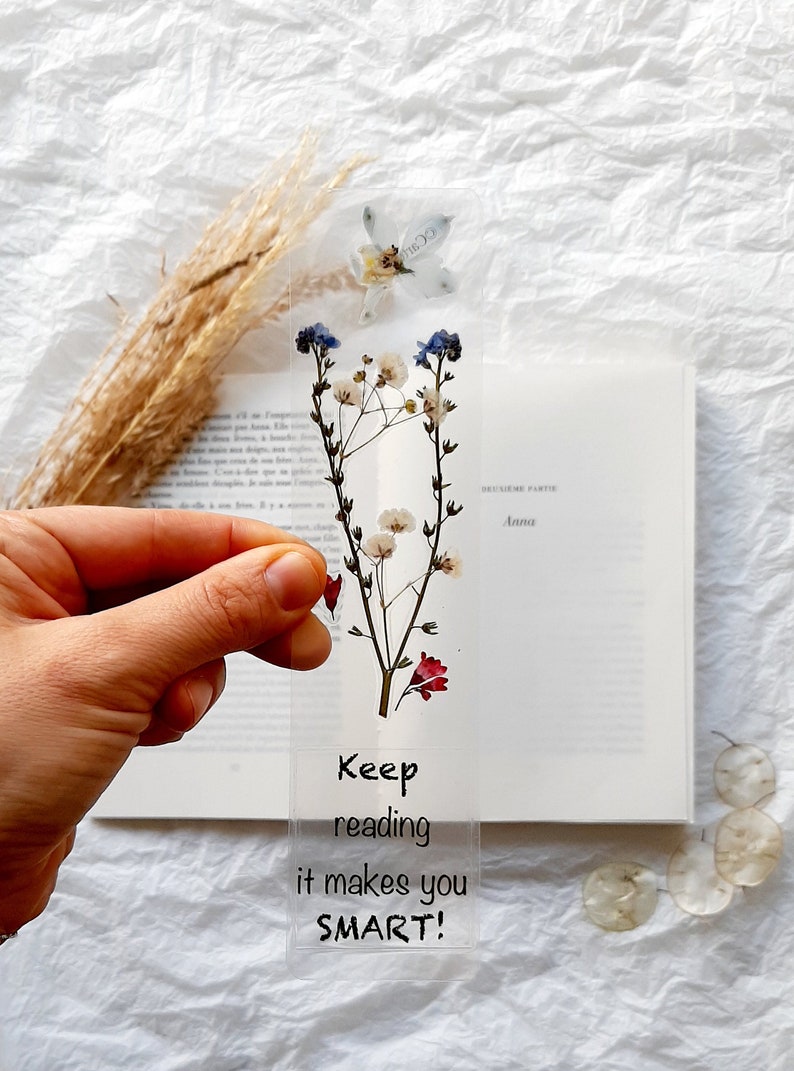 Keep reading you smart Pressed Flower bookmark, marque page, mothers day gift, handmade bookmark, Christmas gift, Xmas Stocking fillers image 9