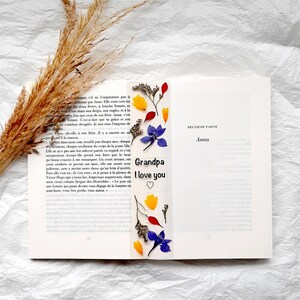 Best Grandad dad bookmark, pressed flower bookmark, Christmas gift, stocking fillers, Love you dad, marque page fleurs séchées, gift for him image 3