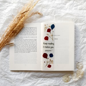 Keep reading you smart Pressed Flower bookmark, marque page, mothers day gift, handmade bookmark, Christmas gift, Xmas Stocking fillers image 6