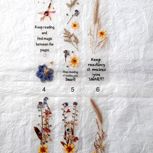 Keep reading you smart Pressed Flower bookmark, marque page, mothers day gift, handmade bookmark, Christmas gift, Xmas Stocking fillers image 2