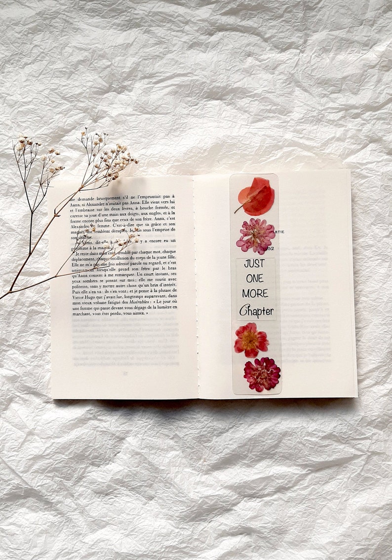 Just one more chapter, pressed Flower bookmark, marque page en fleurs séchées, birthday gift, one more page bookmark, Christmas gift for her image 10