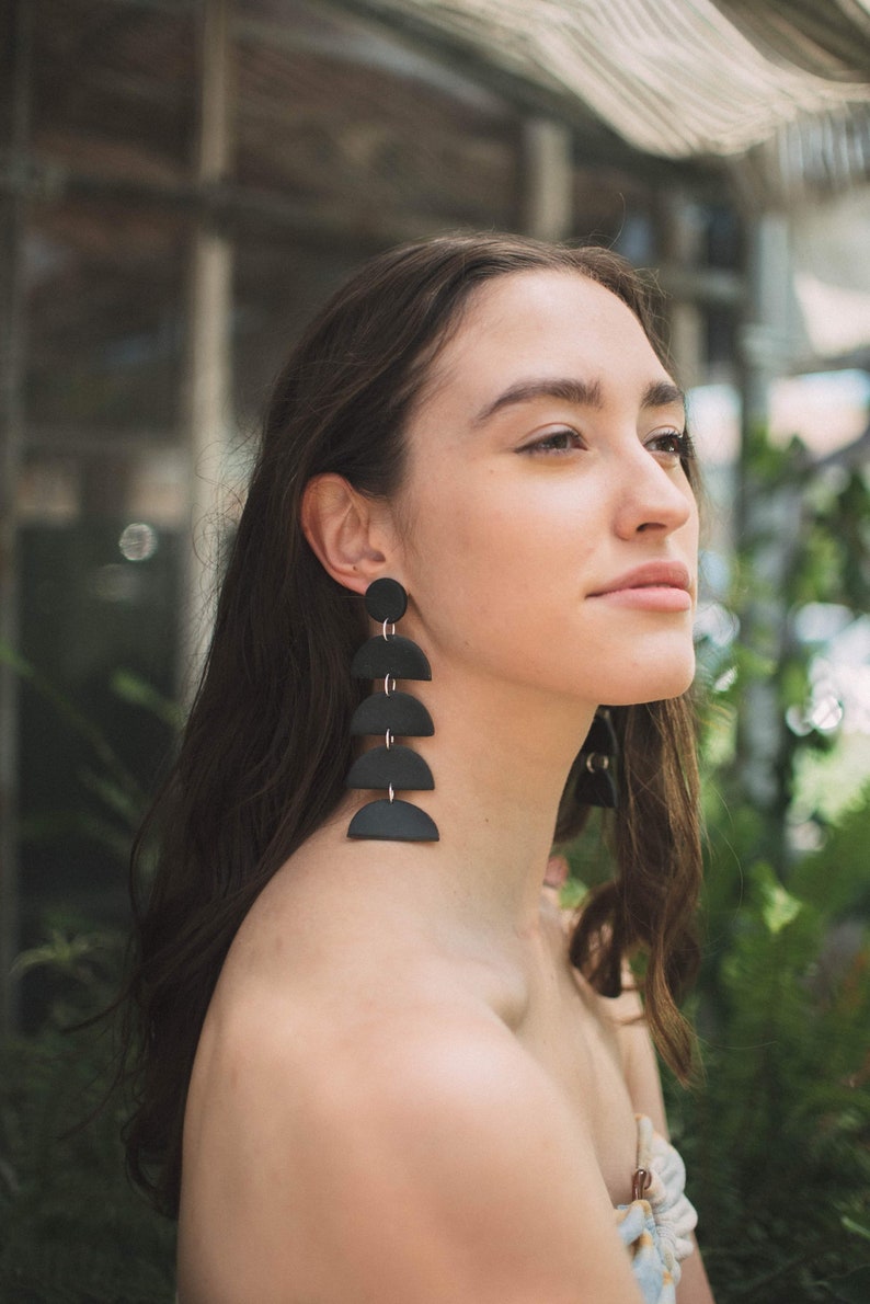 Black Polymer Clay Earrings Etsy