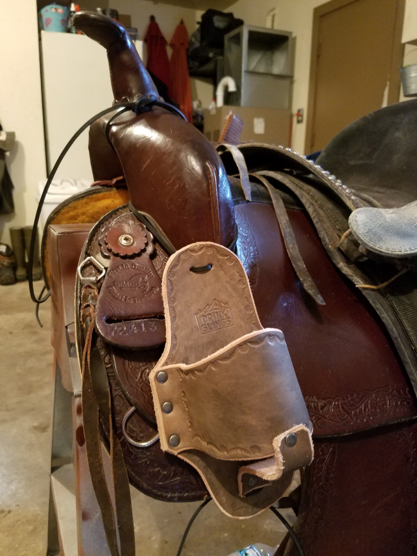 Embossed Western Horse Saddle Cup Holder Etsy Canada