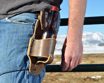Personalized Leather Drink Slings Beer Holster