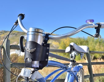 Bicycle Cup Holder, beach cruiser accessory, handlebar cup holder with concho