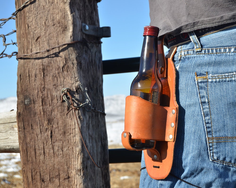 Leder Bier holster, klassische Bier Holster Bierhalter, Cowboy Bier Holster  Flasche Holster Taillengürtel für Mann