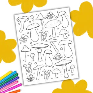 Mushrooms Printable Coloring Page