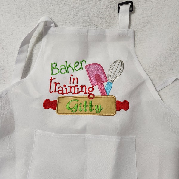 Baker in training, Aprons/Chef hat for kids, Personalized, embroidery