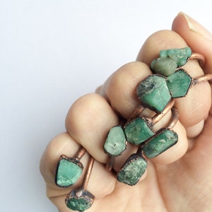 Rough emerald ring Raw Emerald birthstone ring Raw stone jewelry Raw emerald jewelry Raw emerald ring May birthstone jewelry image 5