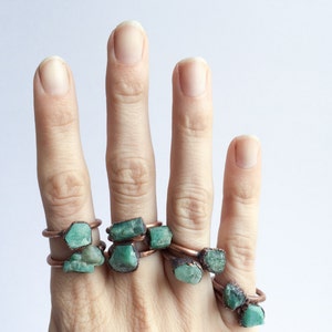 Rough emerald ring Raw Emerald birthstone ring Raw stone jewelry Raw emerald jewelry Raw emerald ring May birthstone jewelry image 4
