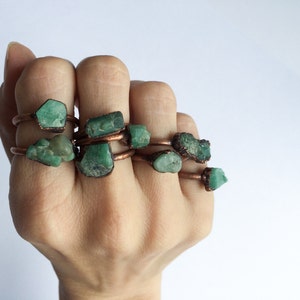 Rough emerald ring Raw Emerald birthstone ring Raw stone jewelry Raw emerald jewelry Raw emerald ring May birthstone jewelry image 3