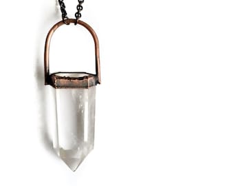 SALE crystal necklace | Electroformed crystal necklace | Polished crystal necklace | Cut quartz crystal pendant | Quartz crystal jewelry