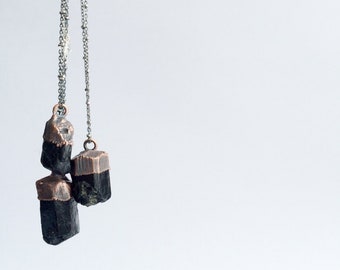 Raw tourmaline necklace | Black tourmaline crystal necklace | Electroformed tourmaline necklace | Sterling Silver tourmaline jewelry