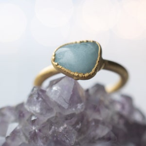 SALE Gold Aquamarine crystal ring | Raw aquamarine ring | March birthstone ring | March Birthstone  | Aquamarine and Gold raw crystal ring
