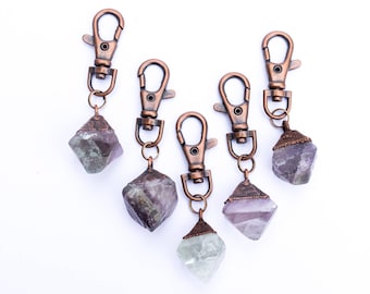 Fluorite keychain | Raw crystal keychain | Fluorite crystal key clip | Raw Fluorite Keychain