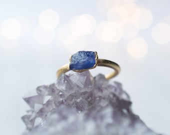 SALE Gold Tanzanite ring | Stone stacking ring | Electroformed  | Birthstone jewelry | Birthstone Ring