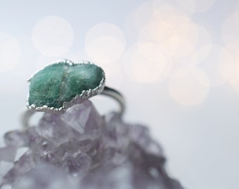 SALE Silver Emerald ring | Rough emerald ring | Raw stone  | Raw emerald jewelry | Raw emerald ring | May birthstone jewelry