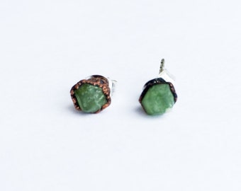 SALE Green Garnet earrings | Green Garnet stud earrings | Green Garnet studs | January Birthstone earrings | January Birthstone