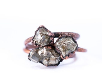 Raw pyrite ring | Fool's gold jewelry | Fool's gold ring | Rough Pyrite jewelry