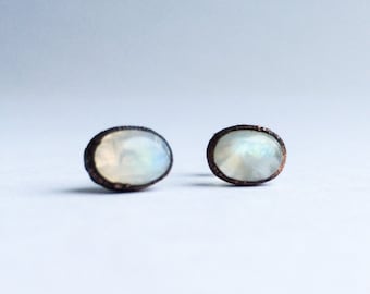 Moonstone earrings | Moonstone stud earrings | Moonstone studs | June Birthstone earrings | June Birthstone jewelry
