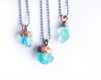 SALE Rough apatite necklace | Blue apatite necklace | Neon apatite necklace | Blue apatite  | Raw apatite jewelry | Raw stone necklace