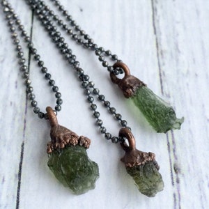 Genuine Moldavite crystal necklace | Raw authentic moldavite jewelry | Moldavite pendant | Czech Moldavite necklace | Raw moldavite necklace