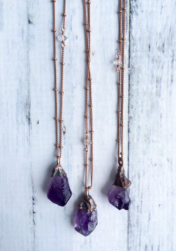 raw amethyst crystal necklace