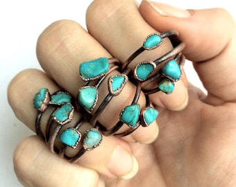 Turquoise nugget ring | Raw turquoise stacking ring | Turquoise stone ring | Nevada turquoise jewelry | Organic stone jewelry | Mineral ring