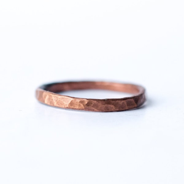 Hammered copper stacking ring | Hammered 12 gauge band | Copper stacking ring | Plain Copper Band | Copper Wedding Band