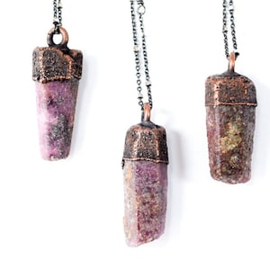 Ruby crystal necklace | Raw ruby necklace | Raw mineral necklace | Ruby gemstone pendant on copper chain | Rough ruby crystal pendant