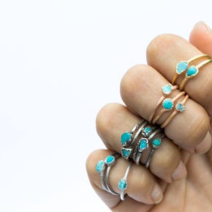 SALE Tiny Turquoise nugget ring | Raw turquoise stacking ring | Turquoise stone ring | Nevada turquoise  | Organic stone jewelry