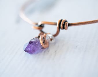 Amethyst crystal bracelet | Amethyst crystal bangle | Raw crystal bracelet | Bangle bracelet | Copper crystal bracelet