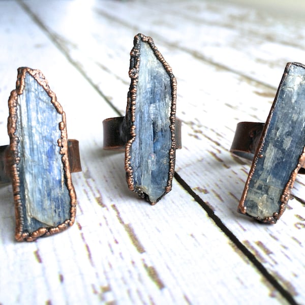 SALE Raw Kyanite ring | Blue Kyanite crystal ring | Kyanite healing crystal ring | Raw stone ring | Raw gemstone ring | Kyanite mineral ring