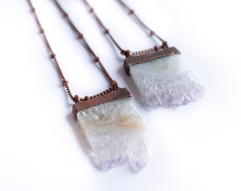 Amethyst crystal necklace | Amethyst necklace | Amethyst Slice | Crystal birthstone jewelry | Amethyst statement necklace