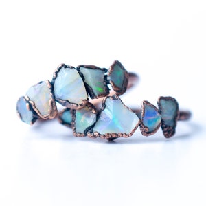 Multi Stone Ring | Raw opal ring | Rough opal ring | Australian fire opal jewelry | Fire opal ring | Rough Australian opal ring