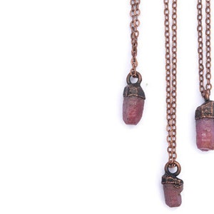 Ruby crystal necklace Raw ruby necklace Raw mineral necklace Ruby gemstone pendant on copper chain Rough ruby crystal pendant image 2