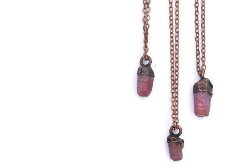 Ruby crystal necklace Raw ruby necklace Raw mineral necklace Ruby gemstone pendant on copper chain Rough ruby crystal pendant image 2