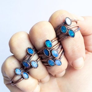 SALE Opal ring | Stacking birthstone ring | Stackable birthstone ring | Natural stone stacking ring | Opal doublet ring | Opal Jewelry