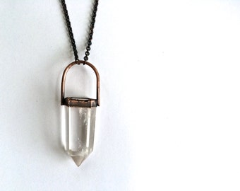 SALE crystal necklace | Electroformed crystal necklace | Polished crystal necklace | Cut quartz crystal pendant | Quartz crystal jewelry