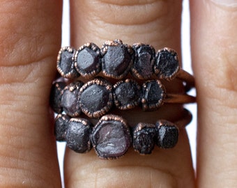 Multi Stone Ring | Raw garnet ring | Deep Red Garnet ring | Electroformed Garnet ring | Raw stone ring | Raw Gemstone ring